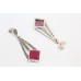 Earrings Dangle Women Handmade 925 Sterling Silver Onyx & Marcasite Stones P573